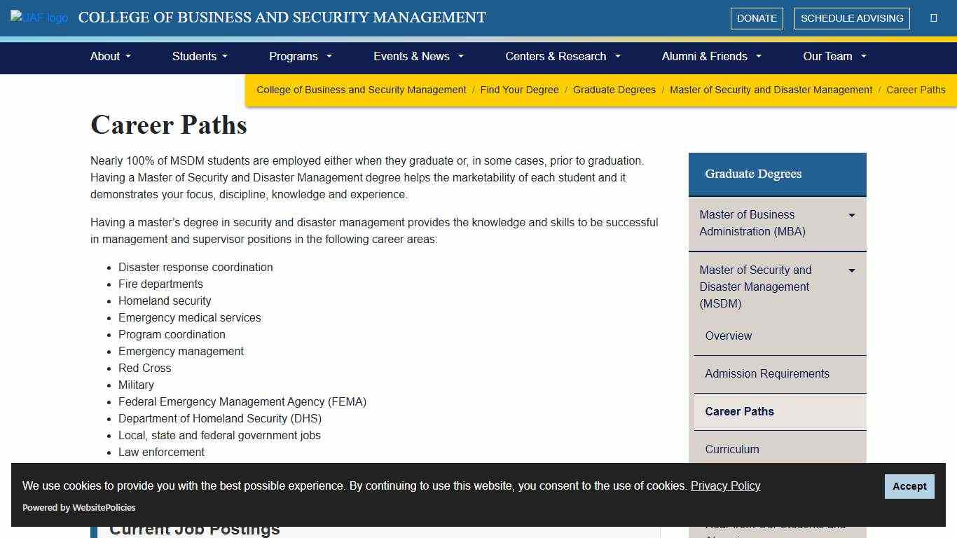 Career Paths MSDM College of Business and Security Management